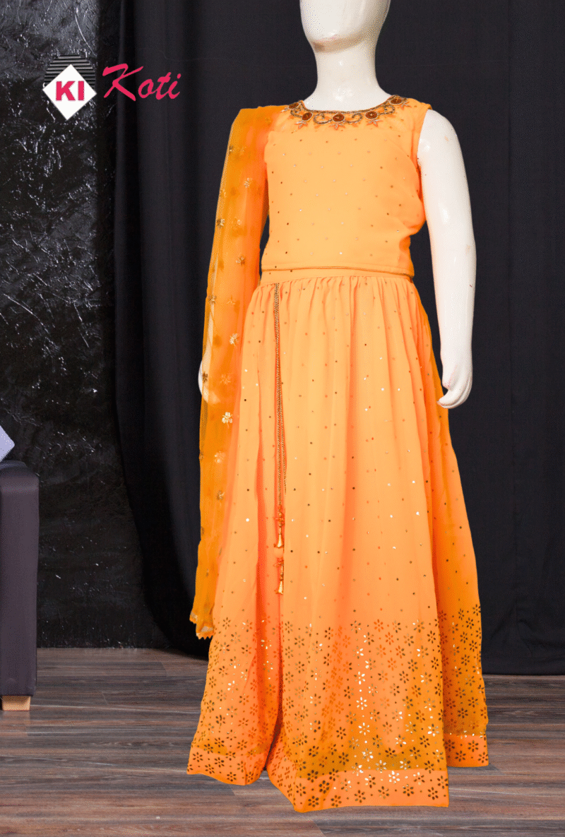 Yellow Kids Lehenga Choli Set - Image 3