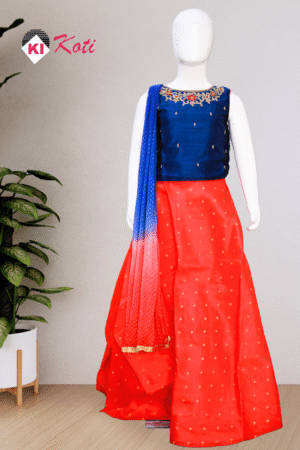 Red and Blue Kids Lehenga Choli Set