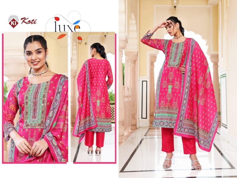 Vibrant Pink Silk Suit Set with Intricate Embroidery