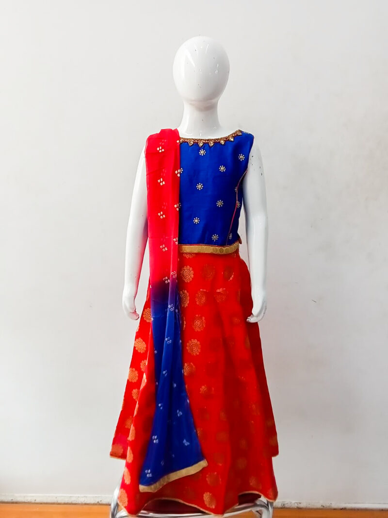 Red and Blue Lehenga Choli Set