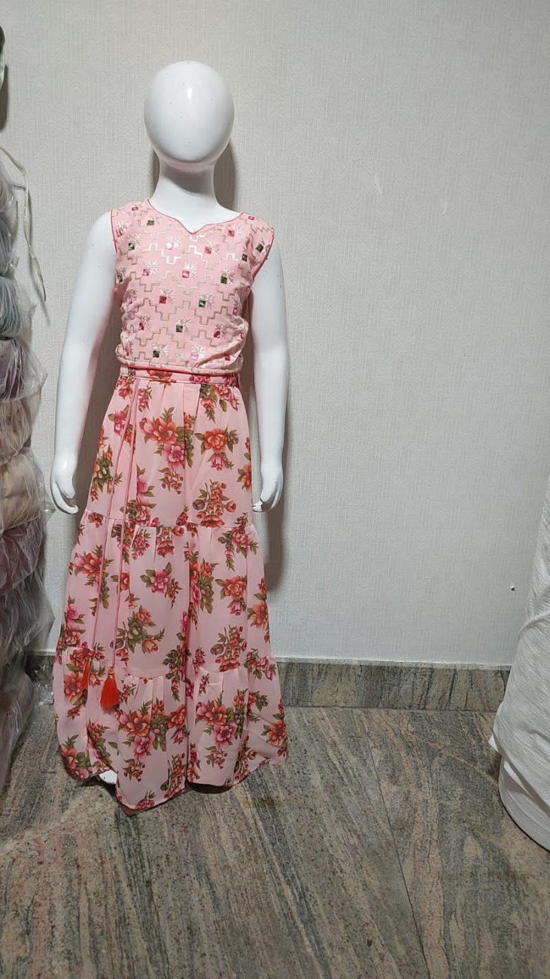 Pink Floral Lehenga Choli Set (Sizes 24 to 38)