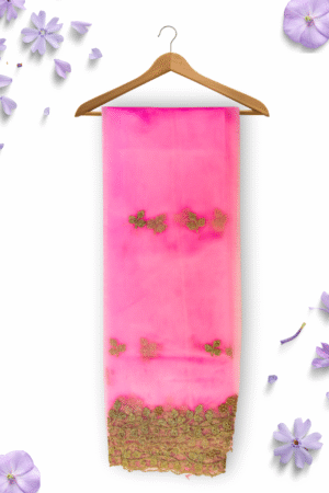 Pink Net Embroidered Light Dupatta