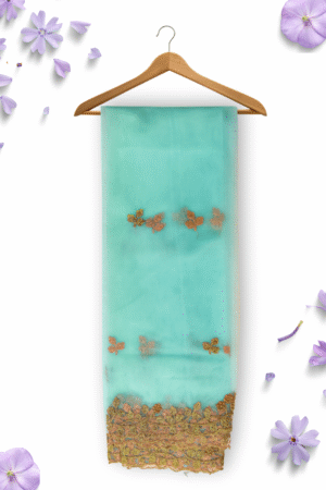 Aqua Blue Net Dupatta | Lightweight