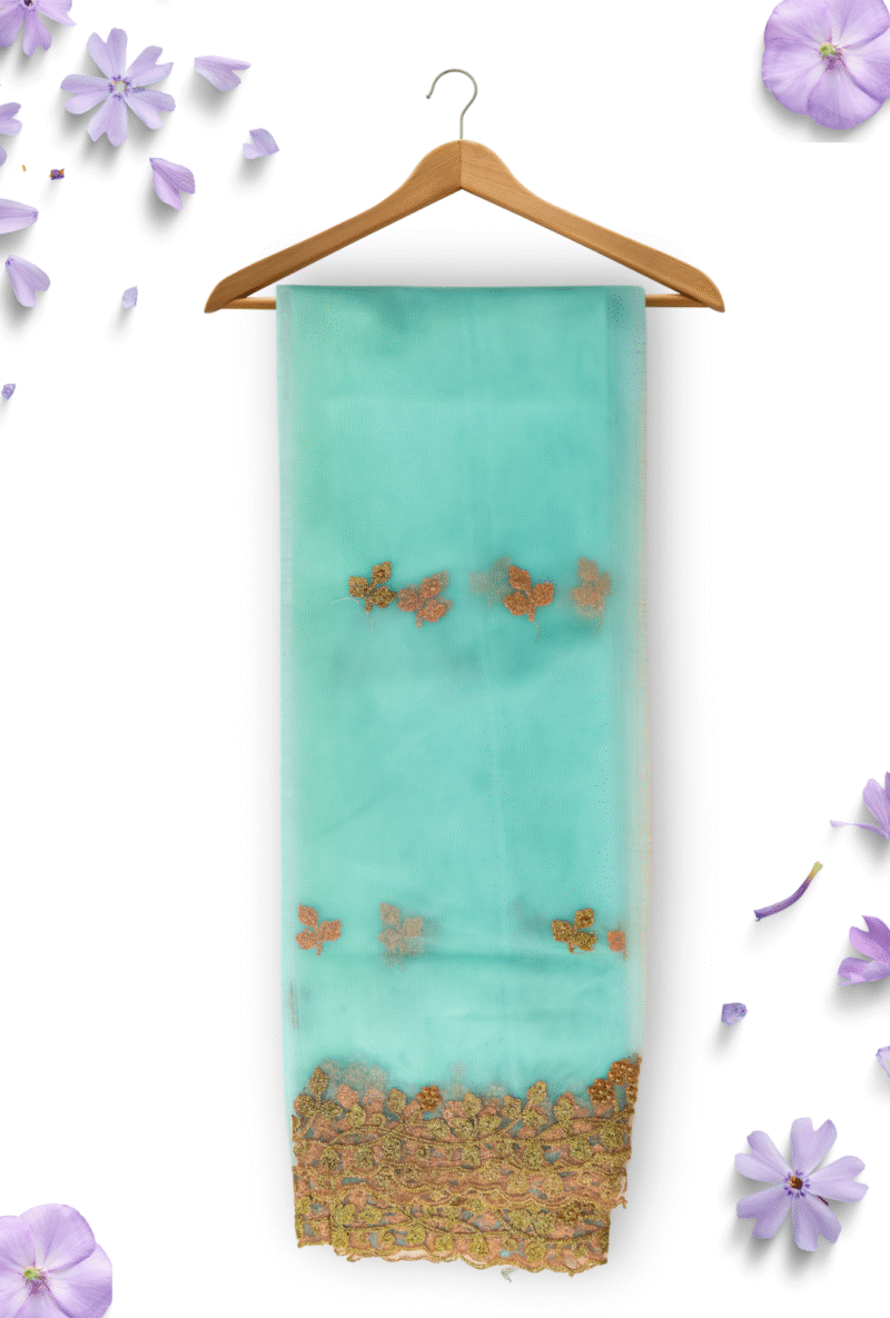 Aqua Blue Net Dupatta | Lightweight