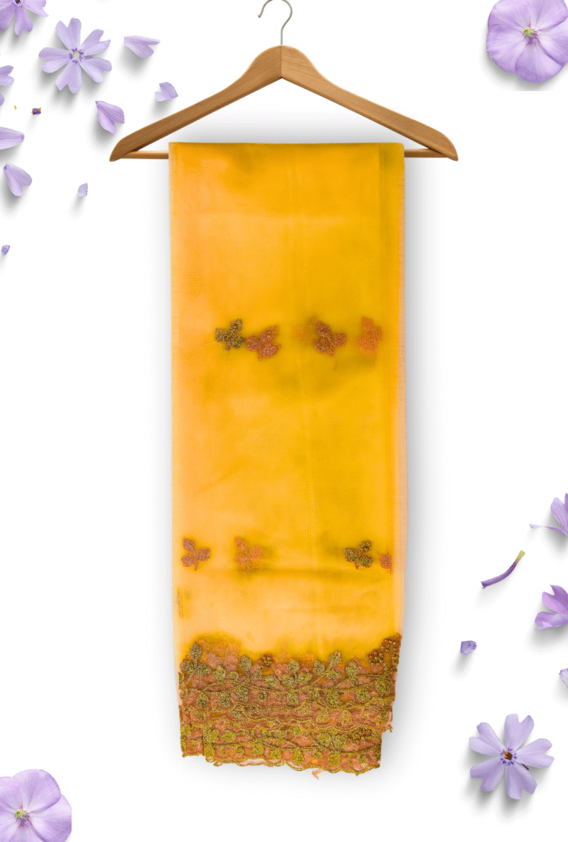 Yellow Net Embroidered Dupatta