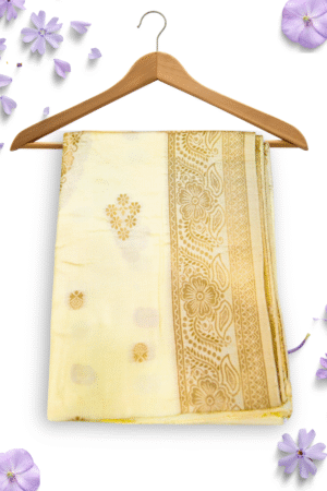 Cream Silk Dupatta with Zari Border