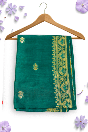 Green Silk Dupatta with Zari Border