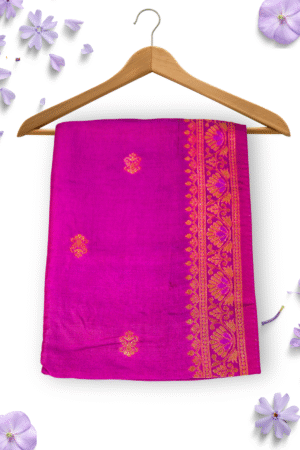 Magenta Silk Dupatta with Zari Border