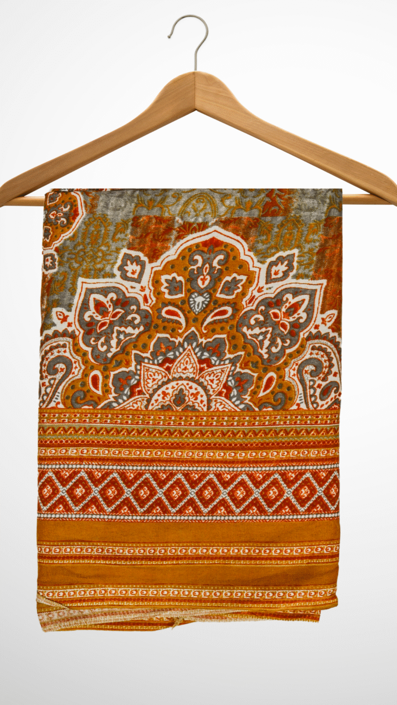 Mustard & Grey Cotton Mix Dupatta