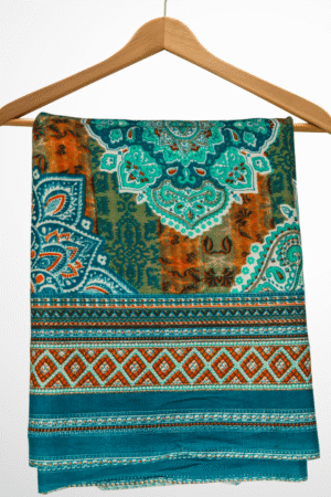 Teal Blue & Rust Cotton Blend Dupatta