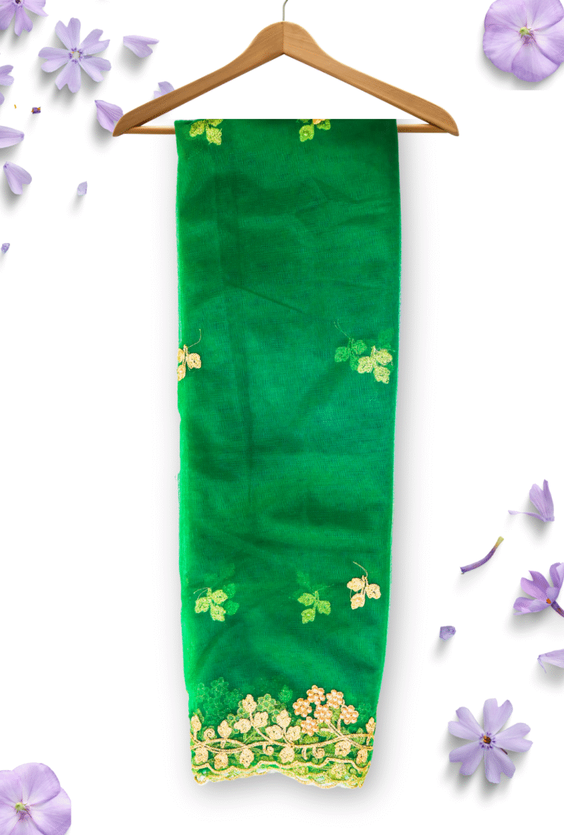 Emerald Bloom Green Embroidered Dupatta