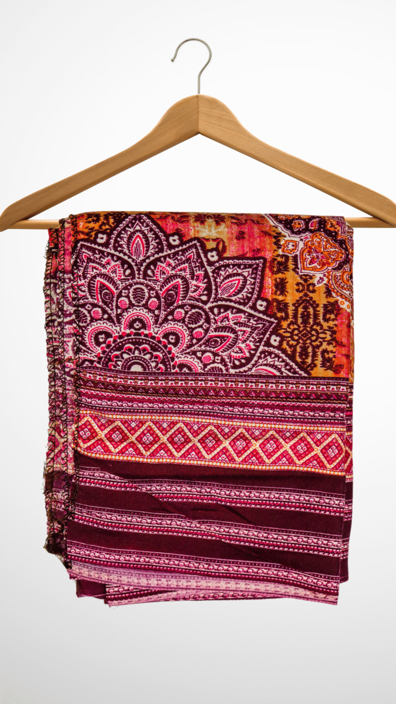 Elegant Maroon & Pink Cotton Mix Dupatta