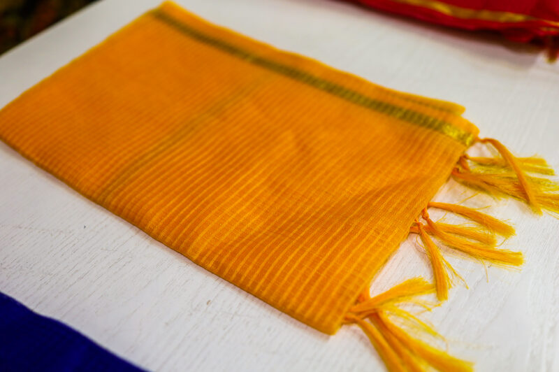 Radiant Orange Net Dupatta with Olive Border - Image 2