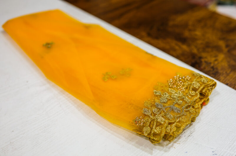 Yellow Net Embroidered Dupatta - Image 2