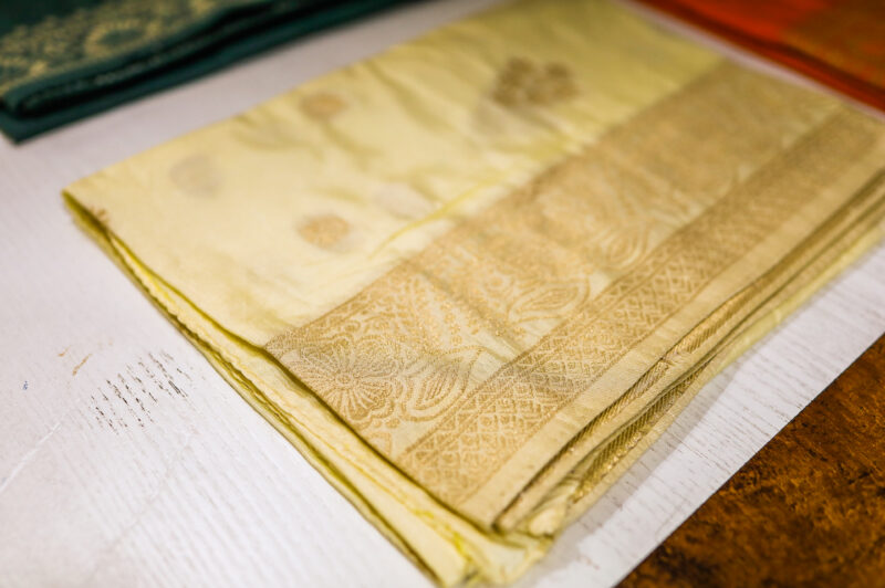 Cream Silk Dupatta with Zari Border - Image 2