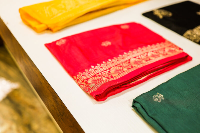 Red Silk Dupatta with Zari Border - Image 2