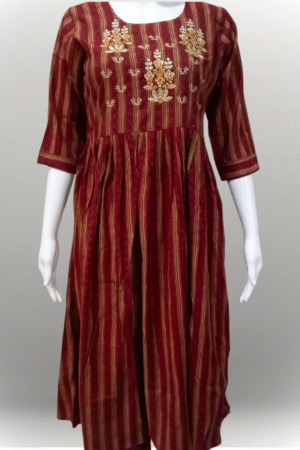 Muslin Umbrella Top – Maroon Gold