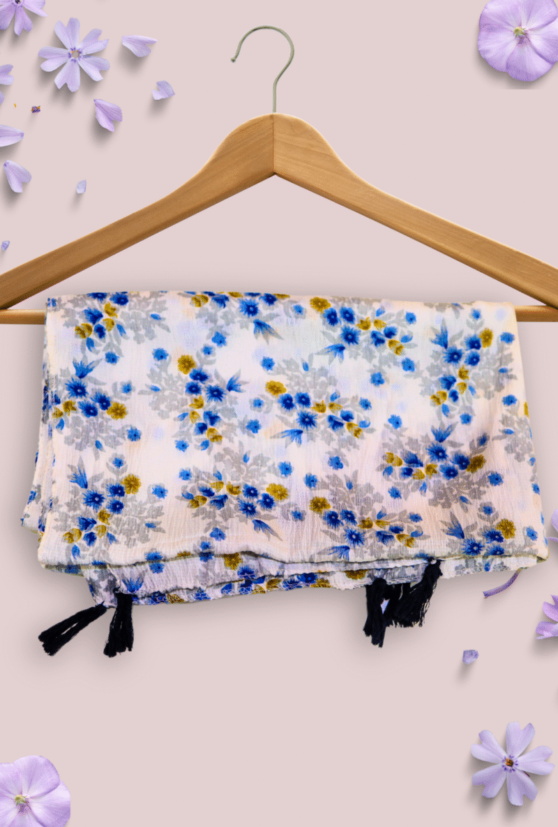 Floral Print Polyester Tassel Edge Stole - Image 2
