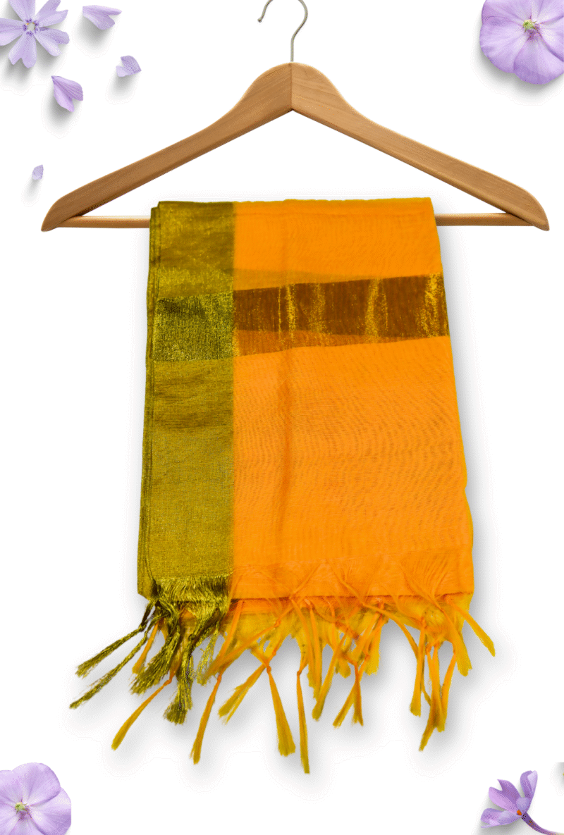 Golden Yellow Banarasi Striped Dupatta