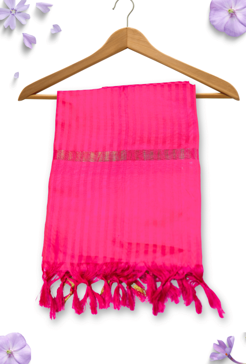 Hot Pink Banarasi Striped Dupatta