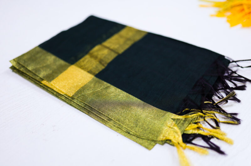 Banarasi Striped Dupatta in Golden Green - Image 2