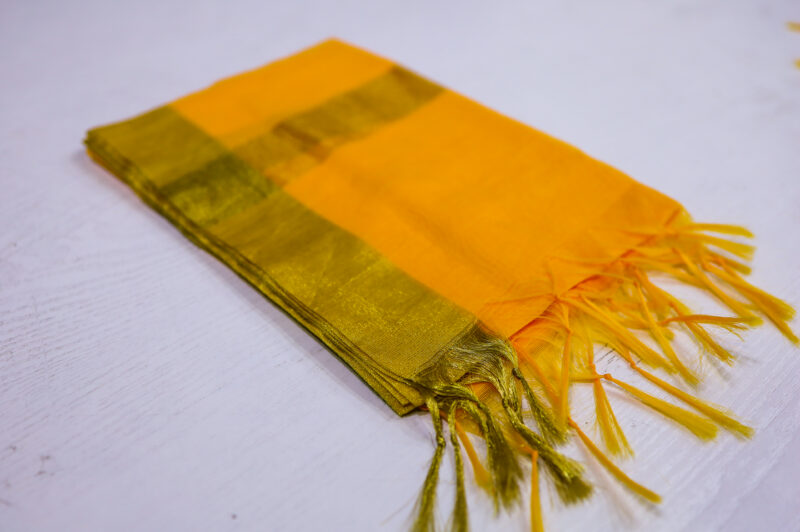 Golden Yellow Banarasi Striped Dupatta - Image 2