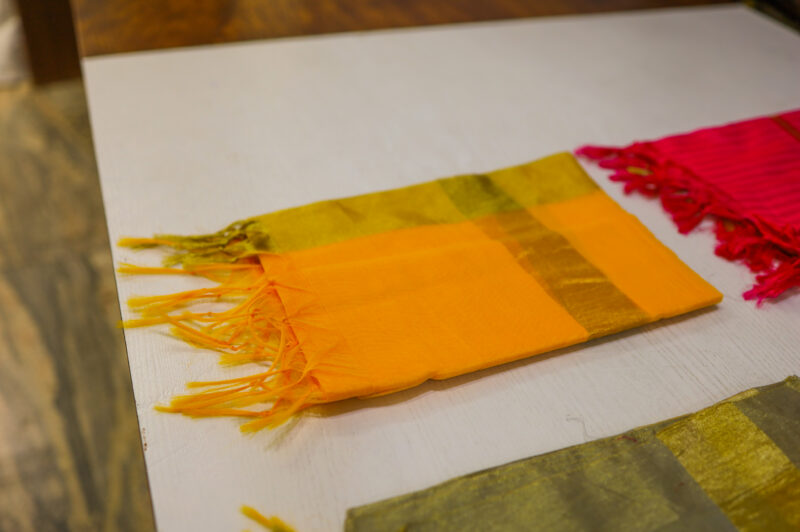 Golden Yellow Banarasi Striped Dupatta - Image 3