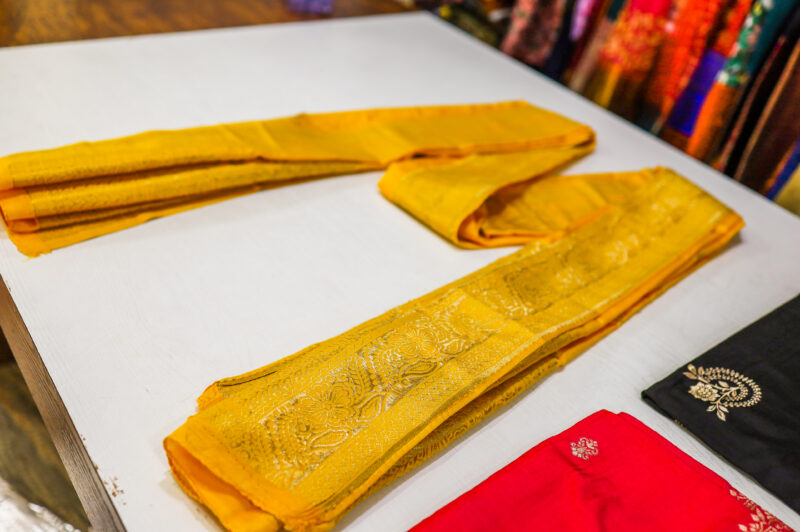 Traditional Silk Dupatta – Golden Yellow - Image 2